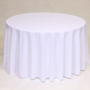 Round 108" White Standard Polyester Tablecloths